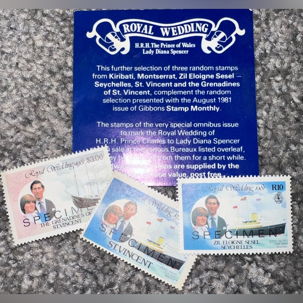 $15 ROYAL WEDDING THREE PIECE STAMP SET. VINTAGE. $15 if bundled - Picture 5 of 14